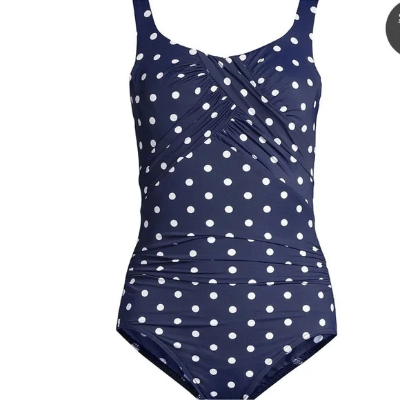 Lands end Carmela Polka Dot One-Piece Swimsuit - Navy - Picture 5 of 7